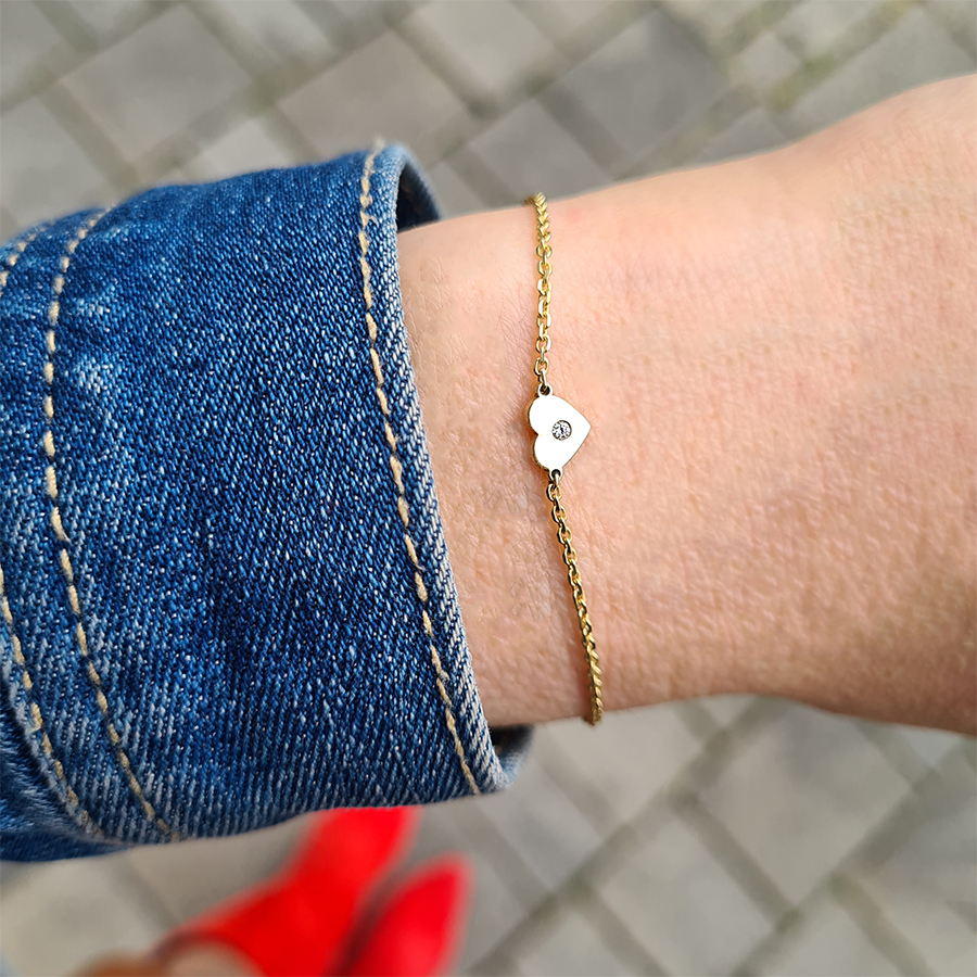 Zlatý náramok SRDIEČKO s centrovaným BRILIANTOM -14k zlato Zlatý náramok SRDIEČKO s centrovaným BRILIANTOM -14k zlato