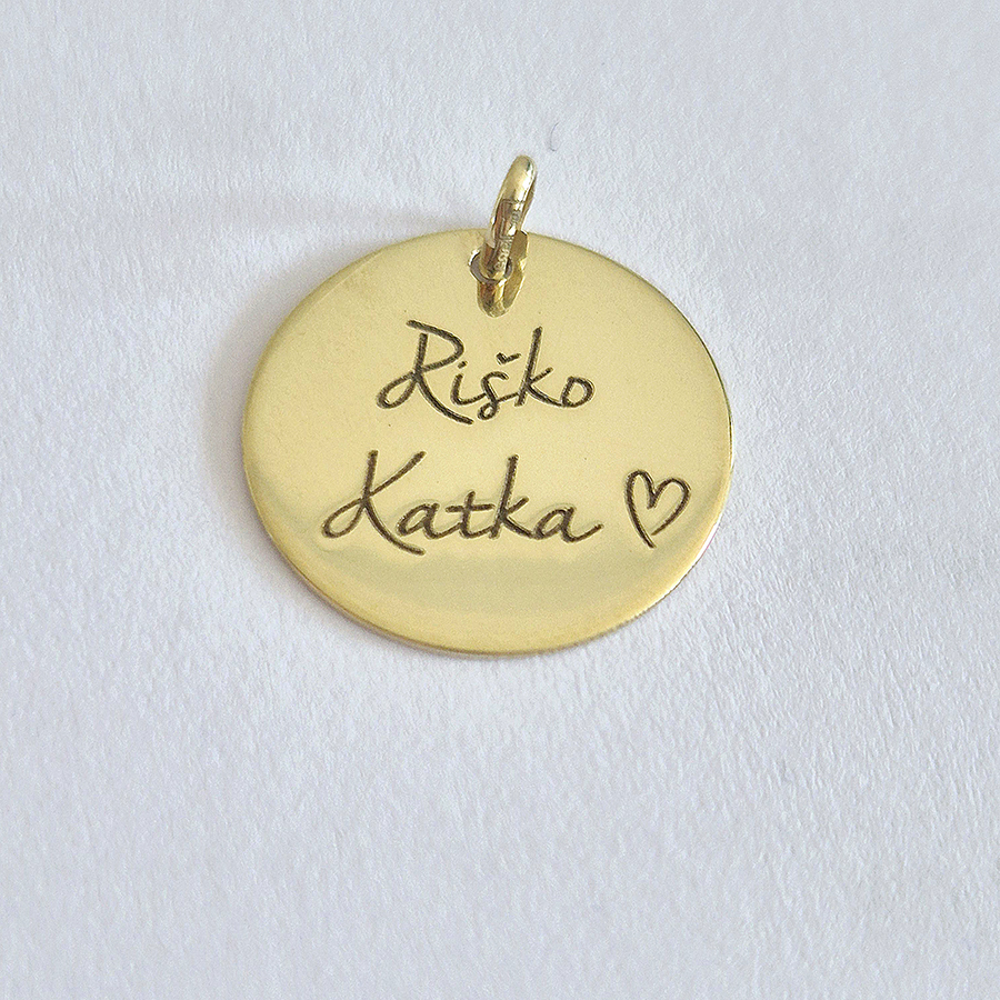 Zlatý prívesok KRUH s MENOM, INICIÁLOU - 14k zlato
