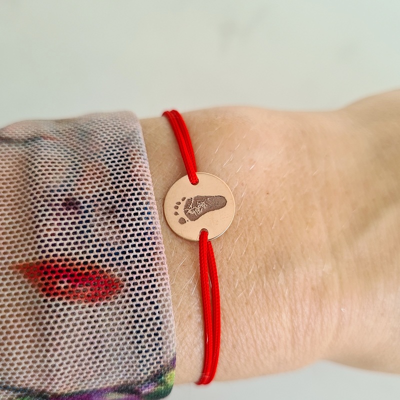 Zlatý náramok KRUH na šnúrke s ODTLAČKOM -14k zlato Zlatý náramok KRUH na šnúrke s ODTLAČKOM -14k zlato