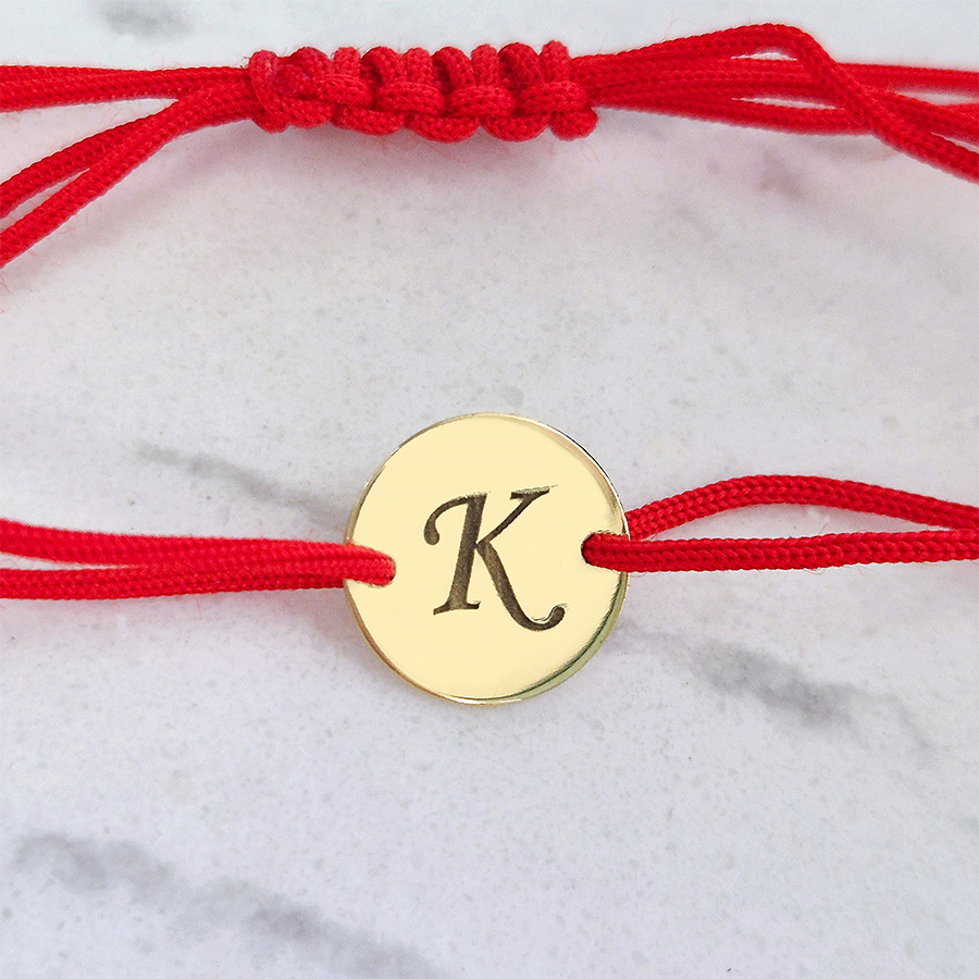 Zlatý náramok KRUH na šnúrke s MENOM, INICIÁLOU -14k zlato Zlatý náramok KRUH na šnúrke s MENOM, INICIÁLOU -14k zlato