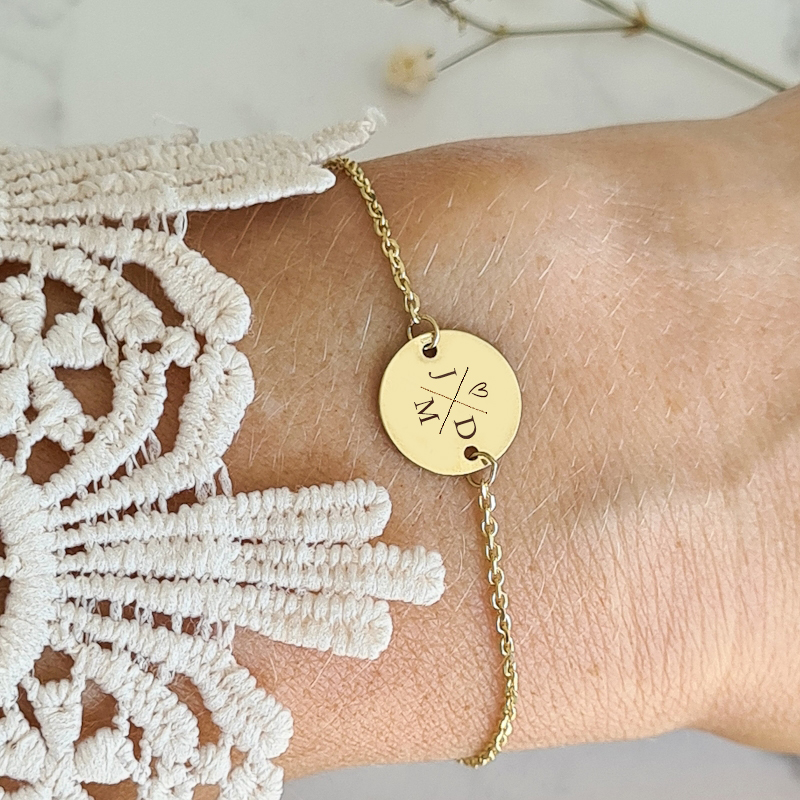 Zlatý náramok KRUH s INICIÁLAMI RODINY -14k zlato