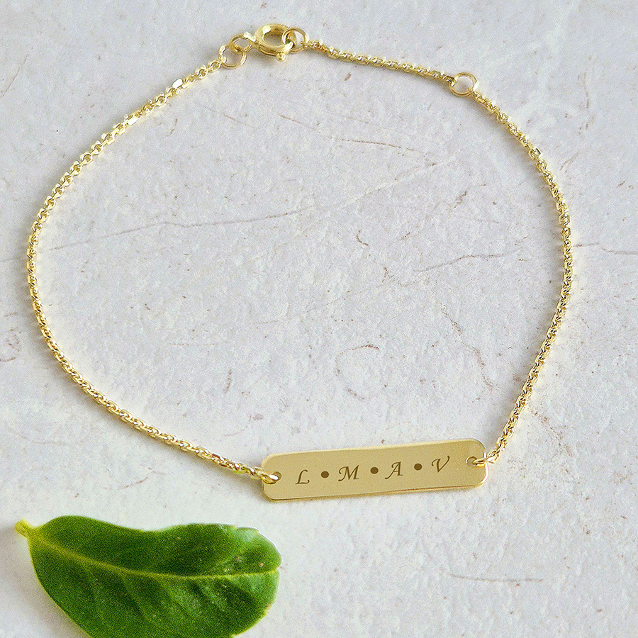 Zlatý náramok PLATNIČKA  s  INICIÁLAMI RODINY -14k zlato