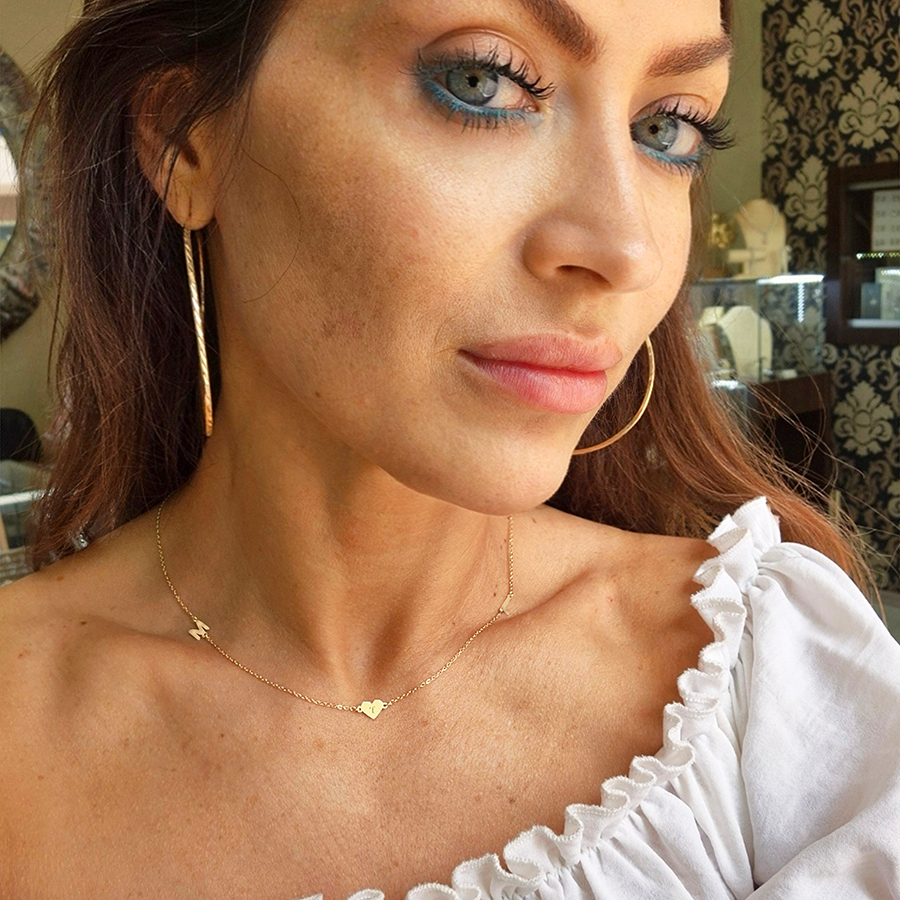 Zlatý náhrdelník s PÍSMENKAMI a BRILIANTOM -14k zlato