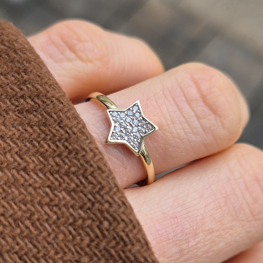 Zlatý prsteň HVIEZDA vykladaná